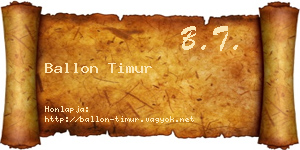 Ballon Timur névjegykártya